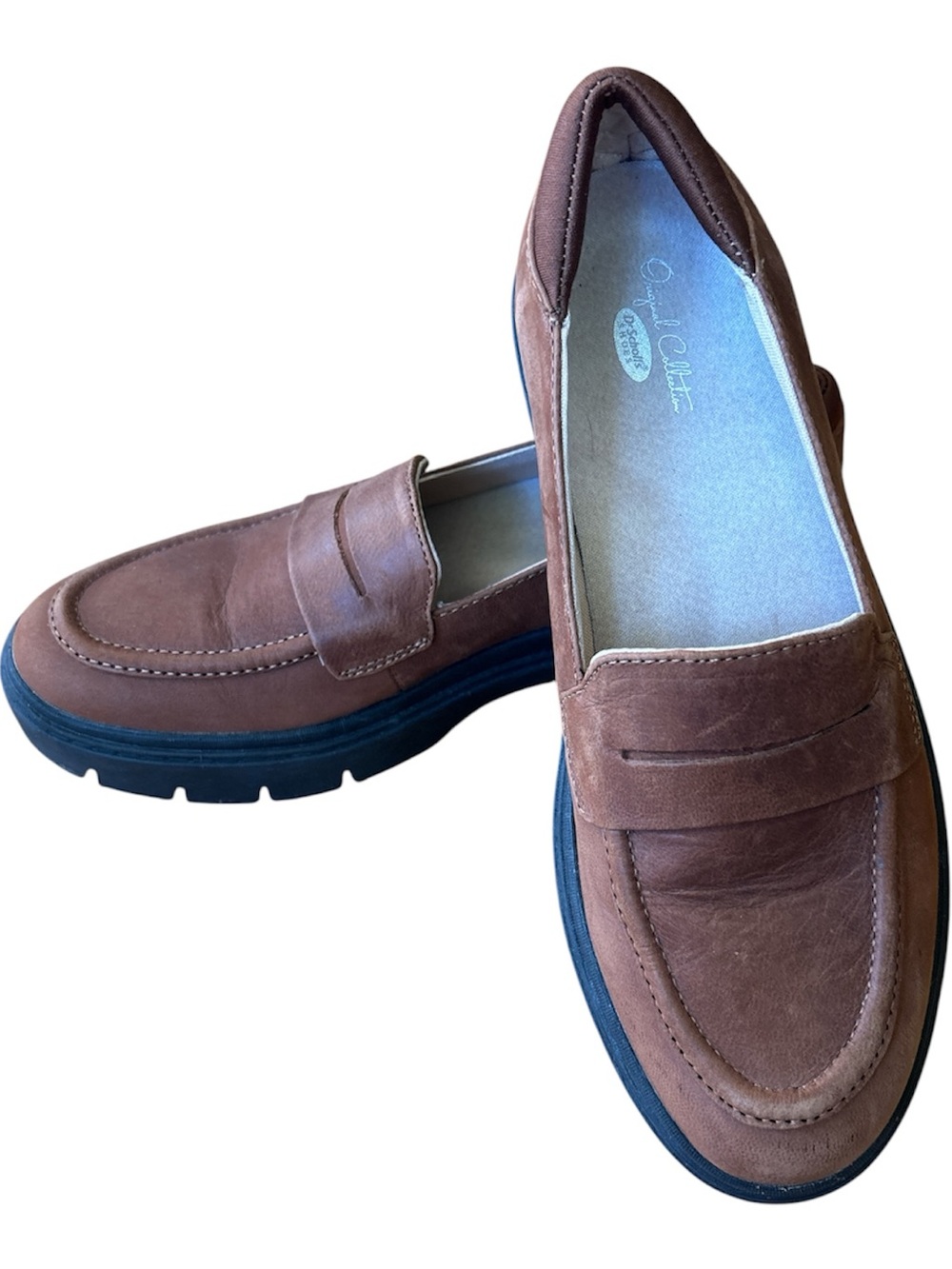NWOT Dr. Scholl's Lug Sole Brown Suede Penny Loafers for Women 8M